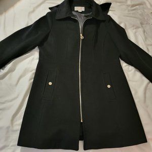 Michael Kors black wool peacoat with hood